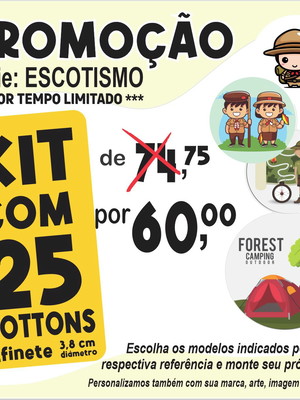 Kit com 25 bottons - série escotismo