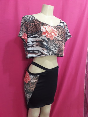 Conjunto cropped em tule
