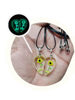 Colar mini girassol,coração metades,amizade,casal,neon