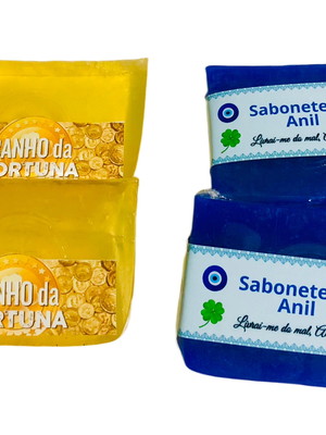 02 sabonetes artesanis de anil e 02 sabonetes de mel