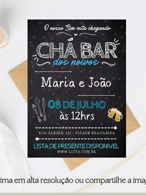 Convite digital chá bar chalkboard