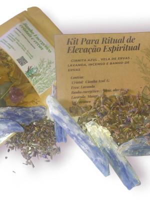 Kit elevação espiritual | cianita azul/pedra arcanjo miguel/