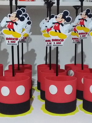 Kit com 15 centro / enfeite de mesa mickey - mod 1