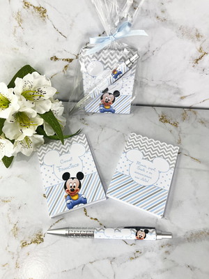 Bloquinho personalizado com caneta mickey baby