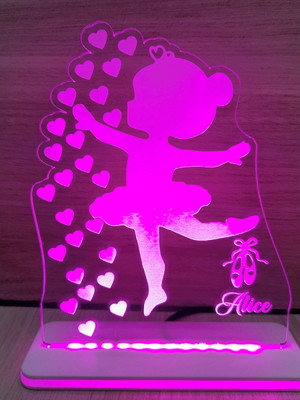 Luminária bailarina infantil - personalize cores e nome