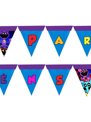 Bandeirola faixa parabéns smiling critters poppy playtime 3