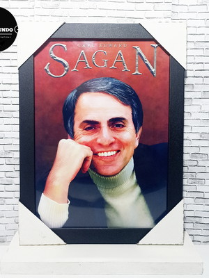 Quadro carl sagan astrônomo cientista a4 c/ moldura e vidro