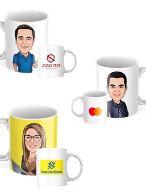 Caneca animação com caricatura para químico