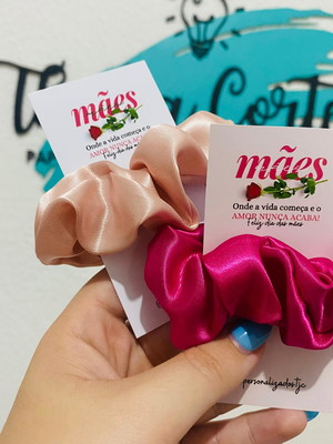 Etiqueta personalizada c/ xuxinha cetim scrunchie