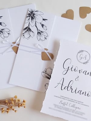 Convite de casamento borda rasgada