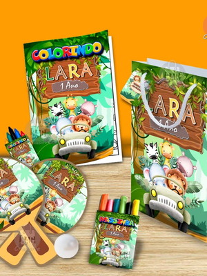Kit completo sacolinha personalizado safari 2