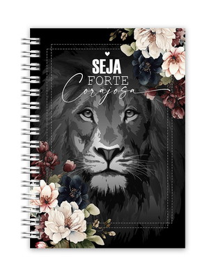 Caderno seja forte e corajosa leão floral