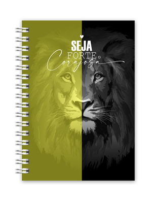 Caderno seja forte e corajosa leão amarelo