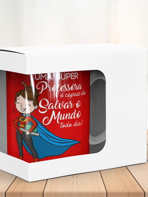 Caneca na caixa com visor dia dos professores 11