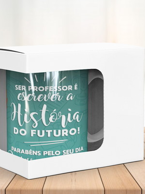 Caneca na caixa com visor dia dos professores 16