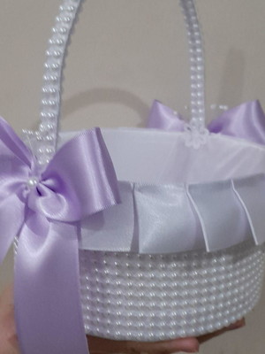 Cesta para florista de casamento lilás lavanda