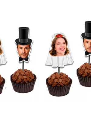 50 toppers com foto dos noivos para doce casamento despedida