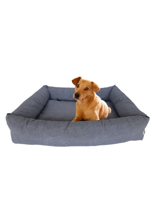 Cama pet médio porte 88x68 cm cinza acquablock + capa extra