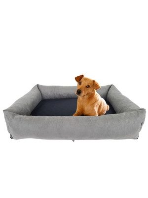Cama para cachorro médio porte 88x68 cm cinza + preto