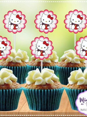 Topper para cupcake hello kitty (arte digital)