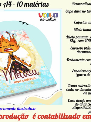 Caderno a4 10 matérias personalizado no tema elementos