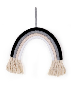 Enfeite arco-iris macrame preto/cinza