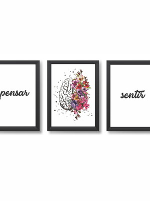 Kit 3 quadros decorativos psicologia a3 molduras pretas