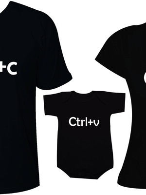 Kit família camisetas ctrl c ctrl v