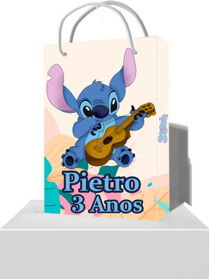 20 sacolinha personalizada para lembrancinha stitch 1 ano