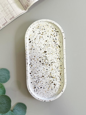 Bandeja de cimento para decoração oval 24cm gran. ambar