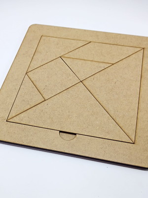 Tangram mdf cru 15x15 cm com base - 55 unidades