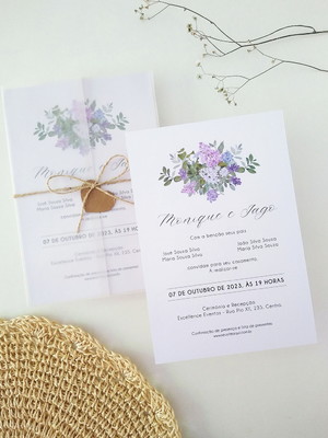 Convite de casamento floral