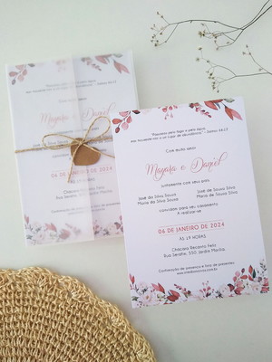 Convite de casamento floral