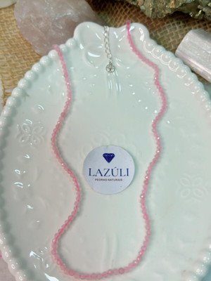 Choker de quartzo rosa