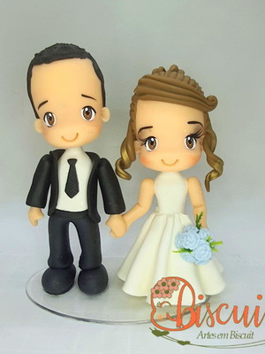 Topo de bolo biscuit noivinhos casamento, festa