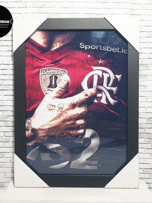 Quadro clube de regatas do flamengo a4 c/ moldura e vidro