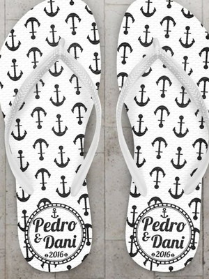 Chinelo casamento personalizado, tema navy