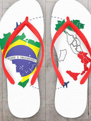 Chinelo casamento brasil e itália personalizado