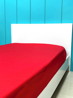 Lençol de elástico viúva liso vermelho