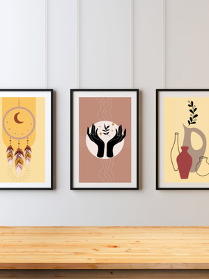 Trio de quadros estilo boho