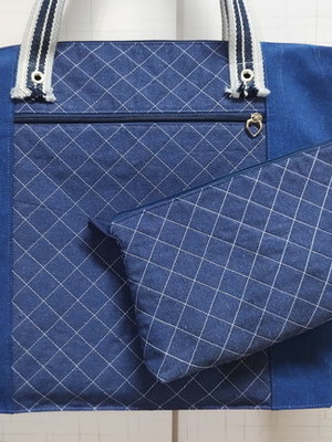 Bolsa de tecido tote bag + nécessaire - 2 peças