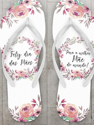 Chinelo dia das mães personalizado com flores