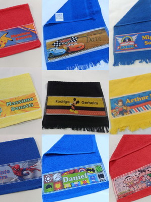 Kit com 4 toalhinhas infantis personalizadas para escola
