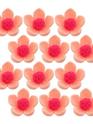 Charms apliques para decoração florzinha salmão (12 un)