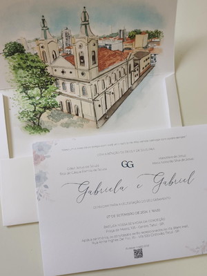 Convite casamento envelope janela aba reta branco fosco