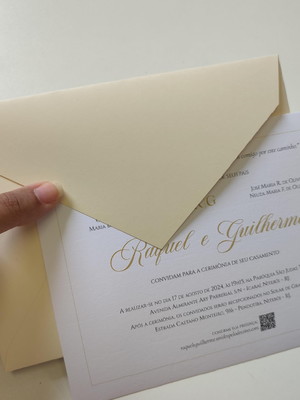 Convite casamento classico com envelope marfim