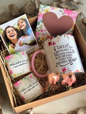 Presente kit dia da mães - caixa com caneca personalizada