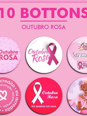 Bottons outubro rosa - 10 unidades