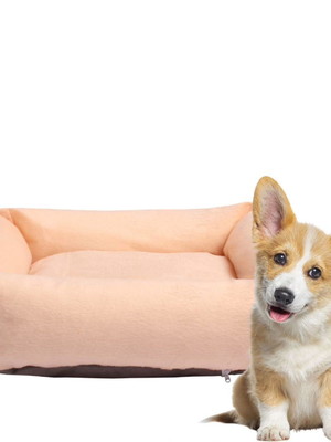 Cama quadrada pelúcia para pet com zíper diversas cores
