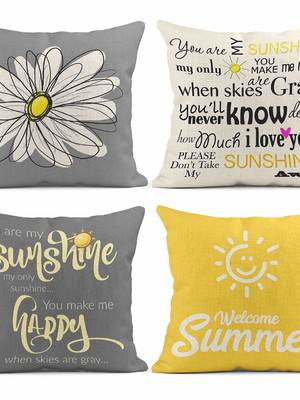 Almofada kit com 4 amarelo margaridas